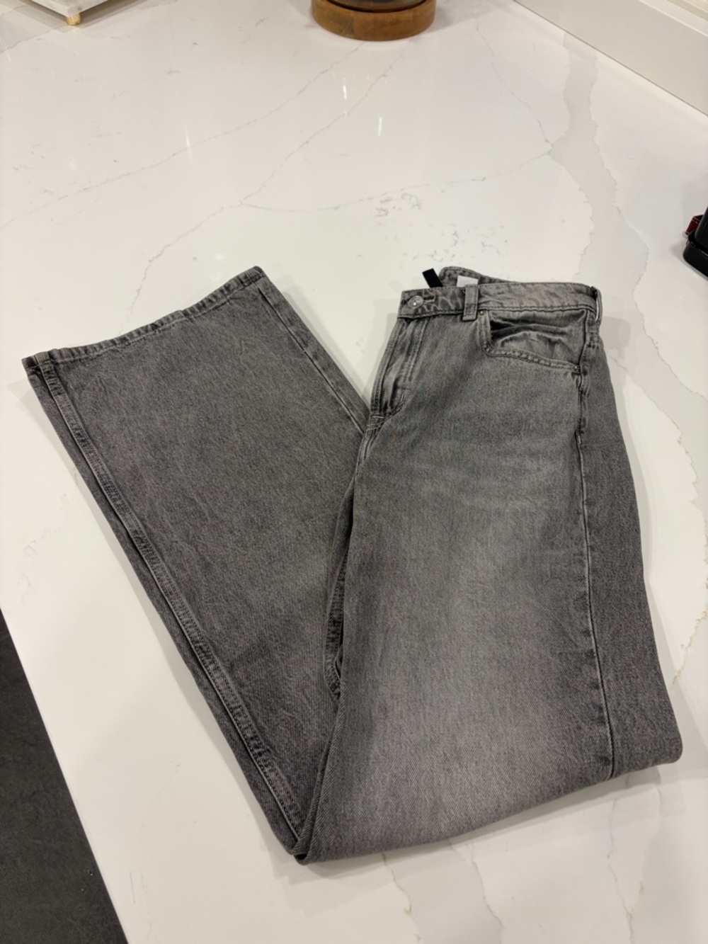 H&M Divided Washed Grey high waisted wide leg Jeans
